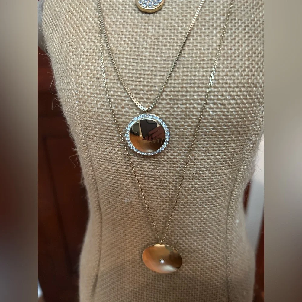 LOFT Gold Jewelry Set, Multi Layered Necklace, Hoop Earrings, & Beaded Bracelet - Picture 12 of 16